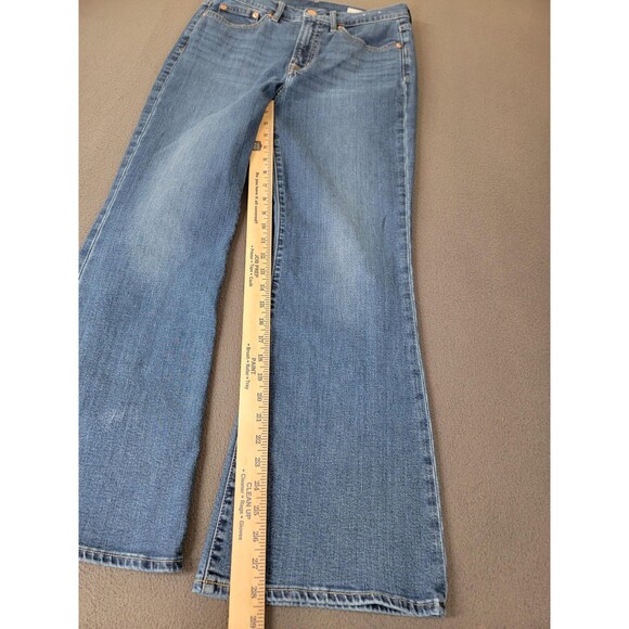 Gap Jeans Womens 8 Petite 29 Blue '70s Flare High Rise Medium Wash Stretch Denim - Picture 2 of 13